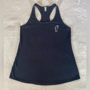 Black razor back top with penguin design